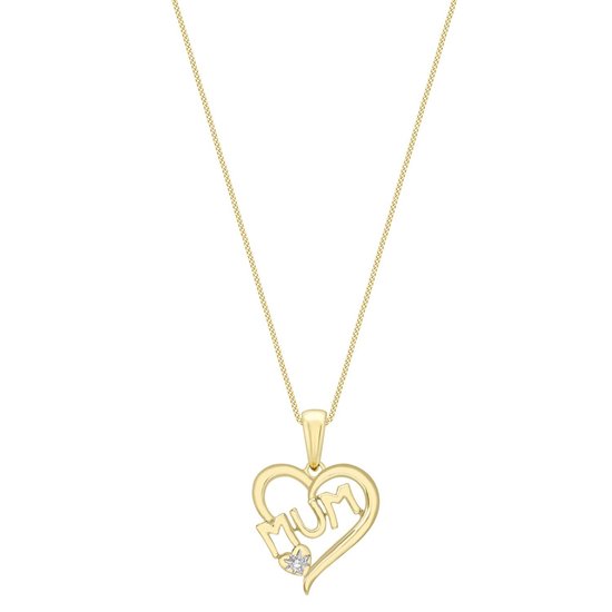 Lucardi - Collier 9 carats avec pendentif coeur avec diamant