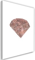 Schilderij , Roze diamant , 2 maten , wit roze , wanddecoratie