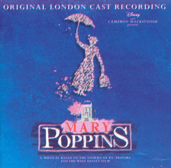 Originele London Cast Recording van Mary Poppins met een illustratie van Mary Poppins met een paraplu.