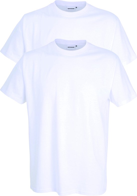 Gotzburg heren T-shirts regular fit O-hals (2-pack) - wit - Maat: S