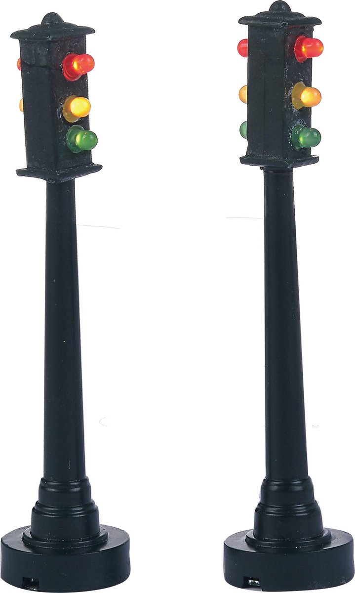 Set van 2 Luville B/O Signaallichten voor Kersthuisjes & Kerstdorpen met Luville-merklogo.