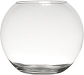 Transparante ronde bol vissenkom vaas/vazen van glas 23 x 30 cm - Bloemen/boeketten vaas voor binnen gebruik