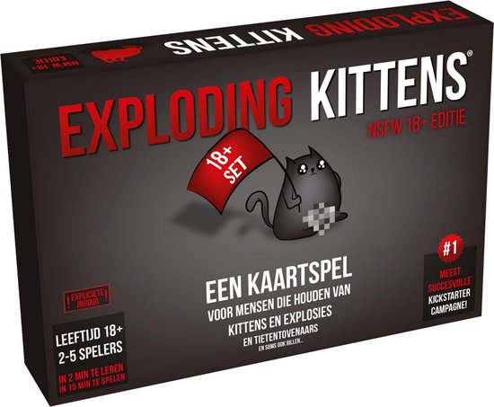 Thumbnail van een extra afbeelding van het spel Spellenbundel - Kaartspel - 2 stuks - Exploding Kittens NSFW (18+) & Machi Koro Basisspel
