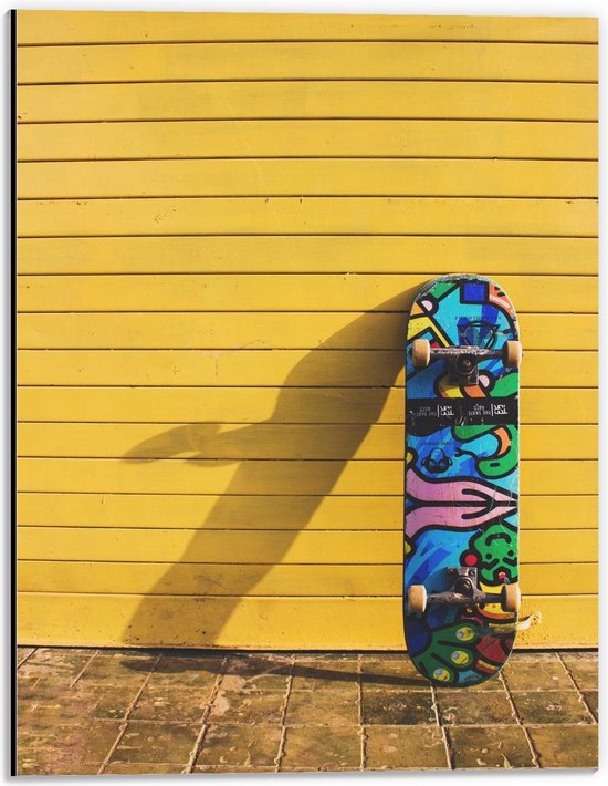 Dibond - Gekleurd Skateboard - 30x40cm Foto op Aluminium (Met Ophangsysteem)