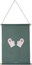 Villa Madelief Interieurbanner Wanten - Textielposter - 30x40cm - Wandkleed - Wandtapijt - Wanddecoratie voor thuis - Makkelijk op te hangen - Poster met houten hangers