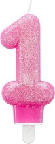 Amscan Kaars '1' Roze 7 Cm