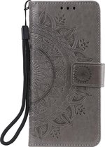 Shop4 - Samsung Galaxy S20 FE Hoesje - Wallet Case Mandala Patroon Grijs