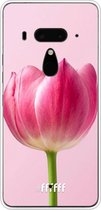 HTC U12+ Hoesje Transparant TPU Case - Pink Tulip #ffffff