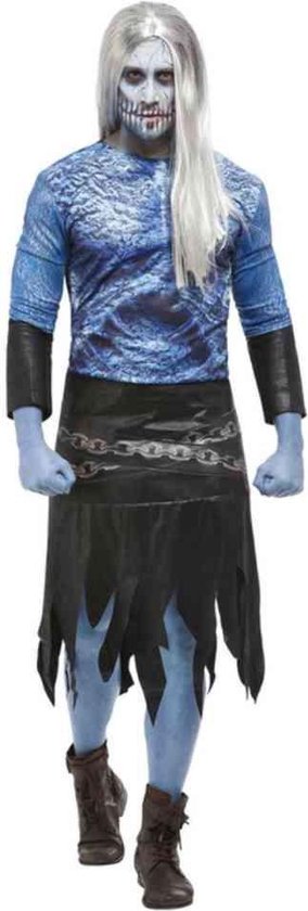 Smiffy's - Game of Thrones Kostuum - Schotse Zombie Strijder - Man - Blauw, Zwart - XL - Halloween - Verkleedkleding