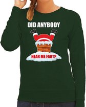 Fun Kerstsweater / Kersttrui  Did anybody hear my fart groen voor dames - Kerstkleding / Christmas outfit L