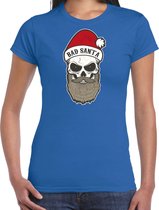 Bad Santa fout Kerst shirt / Kerst t-shirt blauw voor dames - Kerstkleding / Christmas outfit L