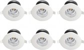 LED Spot 6 Pack - Inbouwspot - Rond 6W - Waterdicht IP65 - Natuurlijk Wit 4200K - Mat Wit Aluminium - Ø90mm - BSE