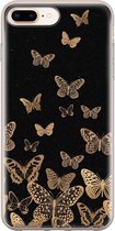 Leuke Telefoonhoesjes - Hoesje geschikt voor iPhone 8 Plus - Vlinders - Soft case - TPU - Print / Illustratie - Zwart