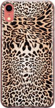 iPhone XR hoesje siliconen - Animal print - Soft Case Telefoonhoesje - Luipaardprint - Transparant, Bruin