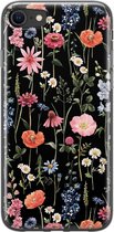 Leuke Telefoonhoesjes - Geschikt voor iPhone 8 - Dark flowers - Soft case - TPU - Zwart