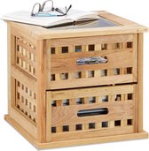 Relaxdays bijzettafel notenhout - nachtkastje hout - 34 x 34 x 34 - 2 lades - tafeltje