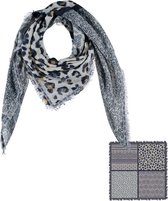 Sarlini Vierkante blauwe Dames sjaal Leopard