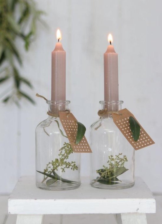 Bougie fuselée rose mauve 11 cm de haut (lot de 7 pièces) [IFS-32169]