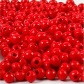 Houten kralen, d 5 mm, gatgrootte 1,5 mm, rood, 6 gr/ 1 doos