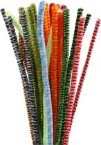 Chenilledraad, gestreept, L: 30 cm, dikte 6 mm, diverse kleuren, 30 div/ 1 doos