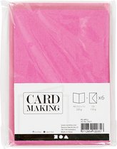 Kaarten en enveloppen, afmeting kaart 10,5x15 cm, afmeting envelop 11,5x16,5 cm, 110+220 gr, roze, 6 set/ 1 doos