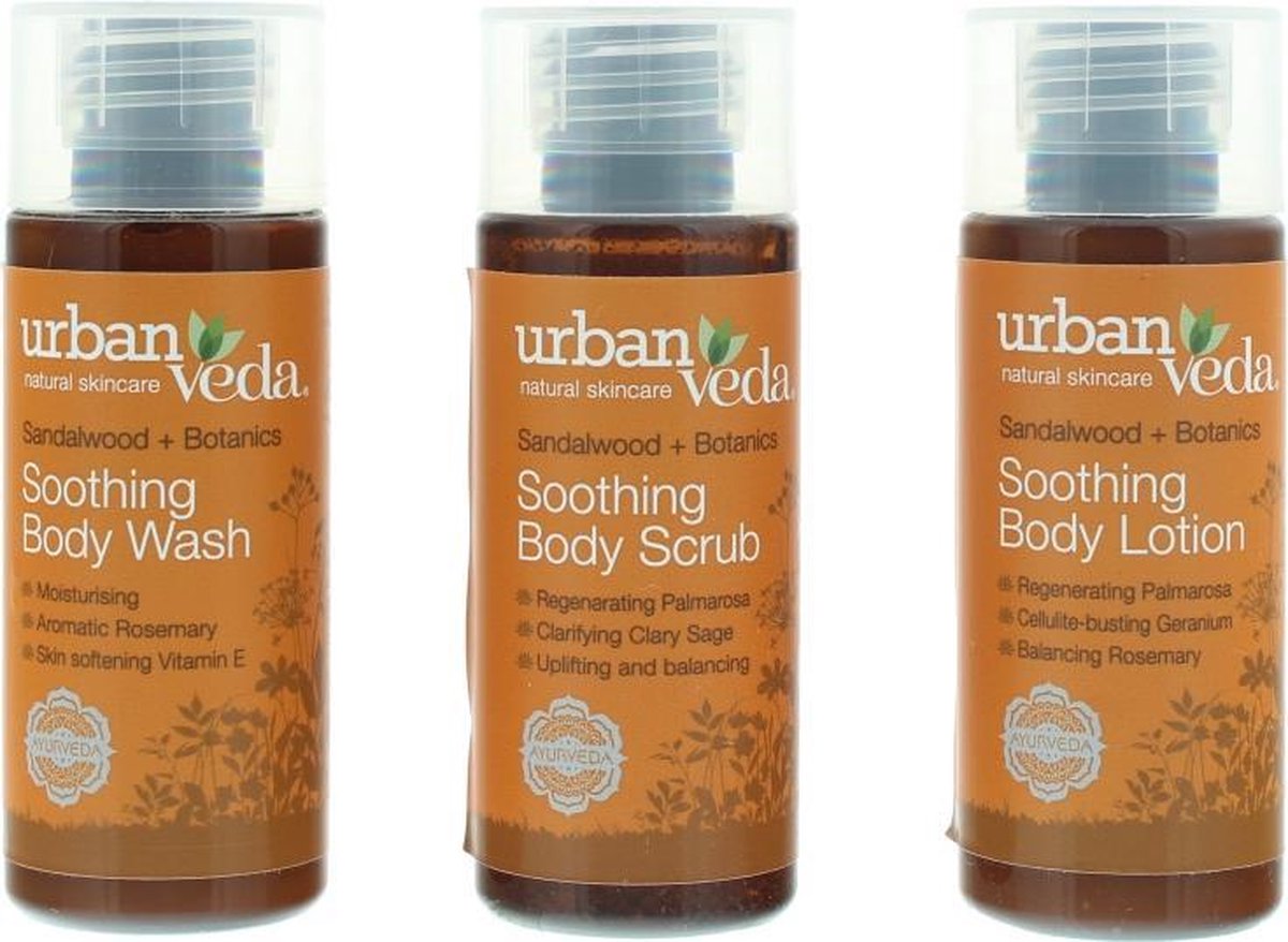 Urban Veda Soothing Body Ritual Travel Set Bodycare Set 3 Pieces Gift Set