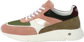 KUNOKA Ari khaki and pink - Sneakers Dames - maat 39 - Wit Roze Groen Zwart