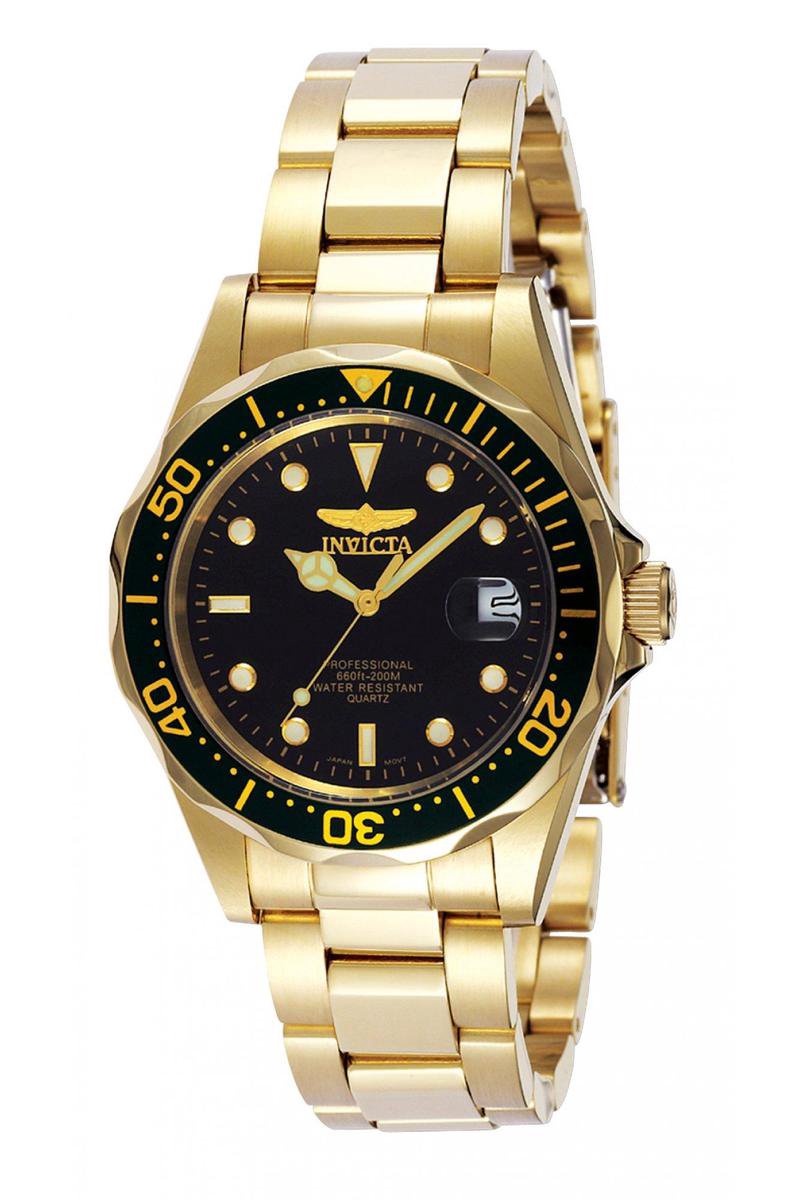 Invicta Pro Diver 8936 Horloge - Waterdicht - Analoog - Quartz Uurwerk - Roestvrij Staal met zwarte Wijzerplaat - 37mm