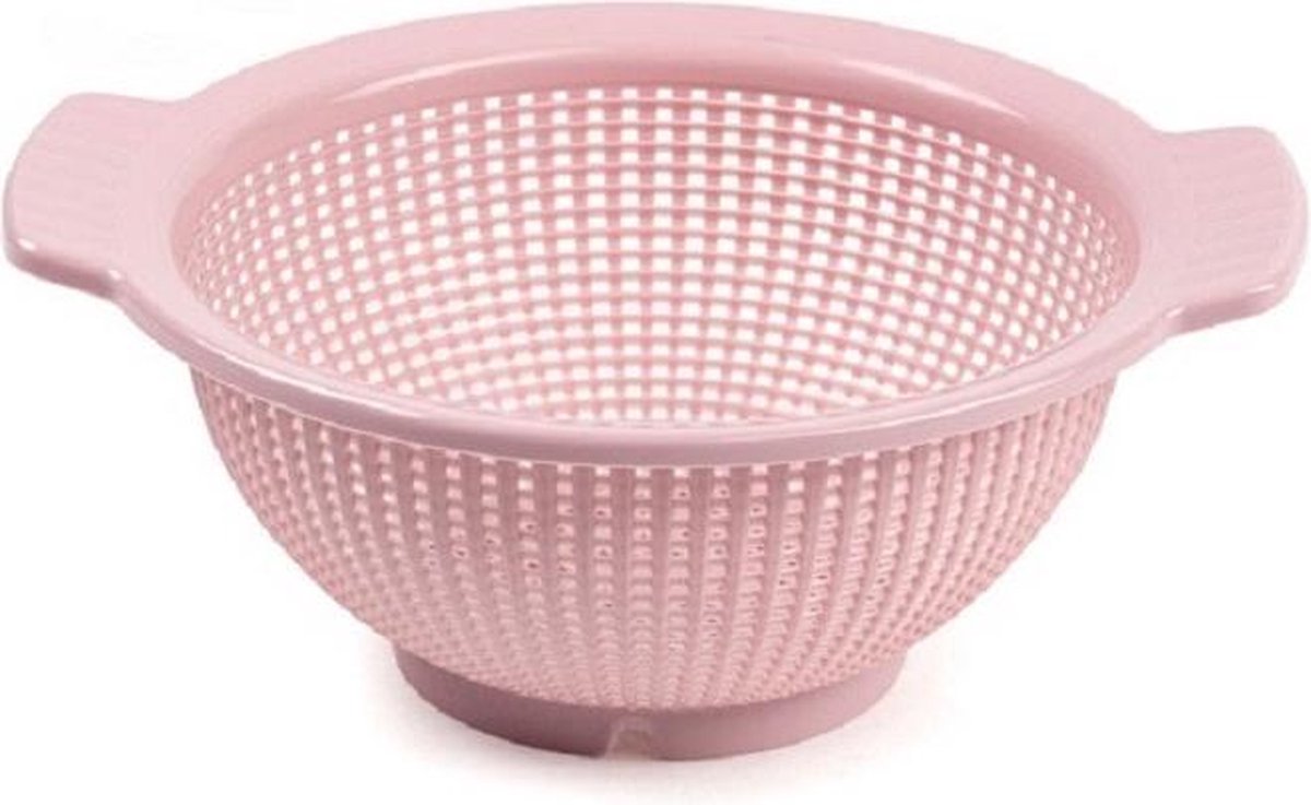 Forte Plastics Keuken vergiet/zeef - kunststof - Dia 23 cm x Hoogte 10 cm - roze - PLASTICFORTE