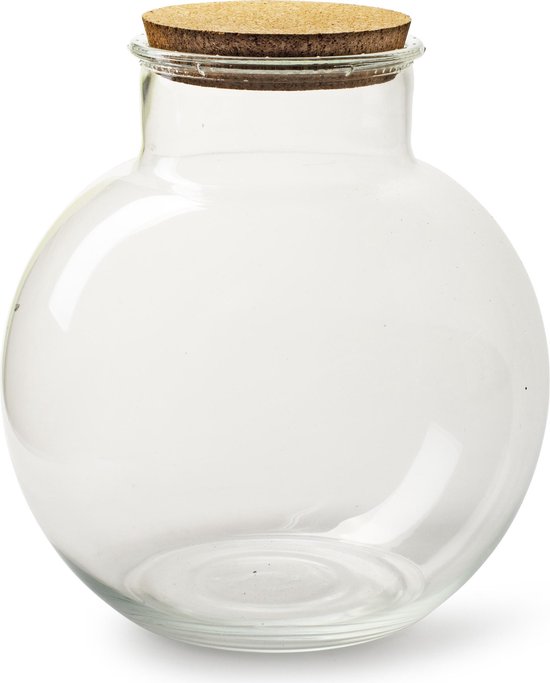 Transparante terrarium vaas/vazen van glas 20 x 30 cm met kurk dop/deksel  -... | bol.com