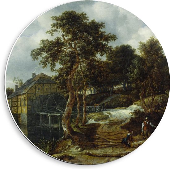 Cercle mural Forex - Oude Meesters - Paysage avec moulin à eau, Jacob Isaacksz van Ruisdael - Photo 40x40cm sur cercle mural (avec système d'accrochage)