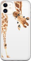 iPhone 11 hoesje siliconen - Giraffe - Soft Case Telefoonhoesje - Giraffe - Transparant, Bruin