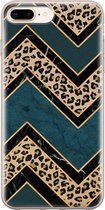 iPhone 8 Plus/7 Plus hoesje siliconen - Luipaard zigzag - Soft Case Telefoonhoesje - Luipaardprint - Transparant, Multi