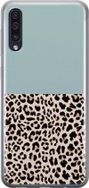 Samsung Galaxy A50/A30s hoesje siliconen - Luipaard mint - Soft Case Telefoonhoesje - Luipaardprint - Blauw