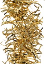 2x Kerstslingers golvend goud 10 cm breed x 270 cm - Guirlande folie lametta - Gouden kerstboom versieringen