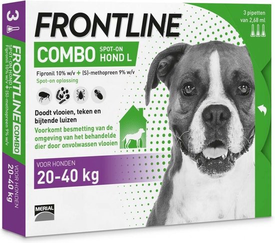 donor genade ik ben trots Frontline Combo - L: van 20 tot 40 kg - Anti vlooienmiddel en tekenmiddel -  Hond - 3... | bol.com