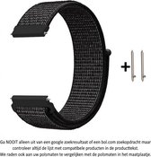 Zwart Nylon Bandje met witte weave voor 20mm Smartwatches (zie compatibele modellen) van Samsung, Pebble, Garmin, Huawei, Moto, Ticwatch, Citizen en Q – 20 mm black nylon smartwatc