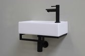 Proline Loft fonteinpack porselein met kraangat rechts - met stalen frame - toebehoren mat zwart
