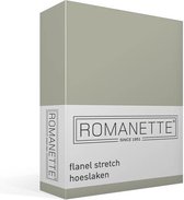 Romanette Stretch - Flanel - Hoeslaken - Eenpersoons - 80/90/100x200/220 cm - Khaki