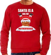 Foute Kerstsweater / Kersttrui Santa is a big fat motherfucker rood voor heren - Kerstkleding / Christmas outfit L