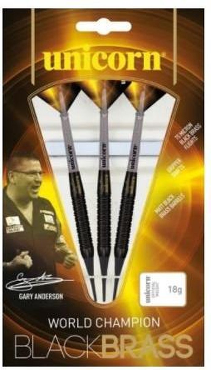 Unicorn Gary Anderson Black Brass P2 Soft Tip - Dartpijlen 17 Gram