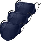 iMoshion 3-Pack Herbruikbaar, wasbaar mondkapje 3-laags katoen - Donkerblauw iMoshion 3-Pack Herbruikbaar, wasbaar mondkapje 3-laags katoen - Donkerblauw