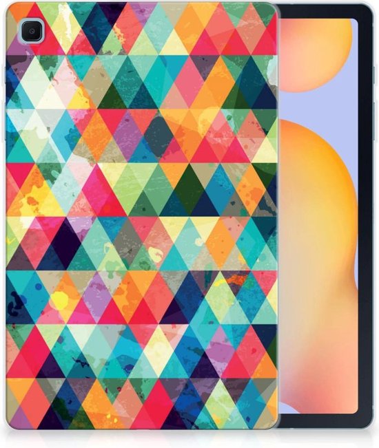 Tablet Hoes Geschikt voor Samsung Galaxy Tab S6 Lite | Tab S6 Lite 2022 Siliconen Cover Geruit met transparant zijkanten