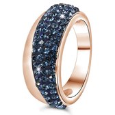 Lucardi - Dames Ring roseplated montana kristal - Ring - Cadeau - Staal - Zilverkleurig