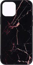 Shop4 - Geschikt voor iPhone 12 Hoesje - Harde Back Case Marmer Zwart