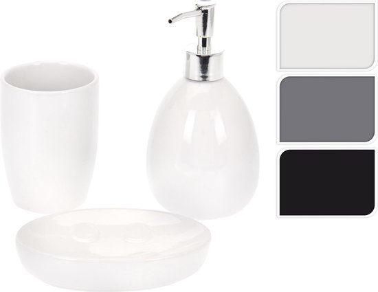 Ensemble d'accessoires de salle de bain / toilette 3 pièces blanc de  dolomie -... | bol.com