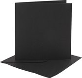 Kaarten en enveloppen, afmeting kaart 15,2x15,2 cm,  230 gr, zwart, 4sets, afmeting envelop 16x16 cm