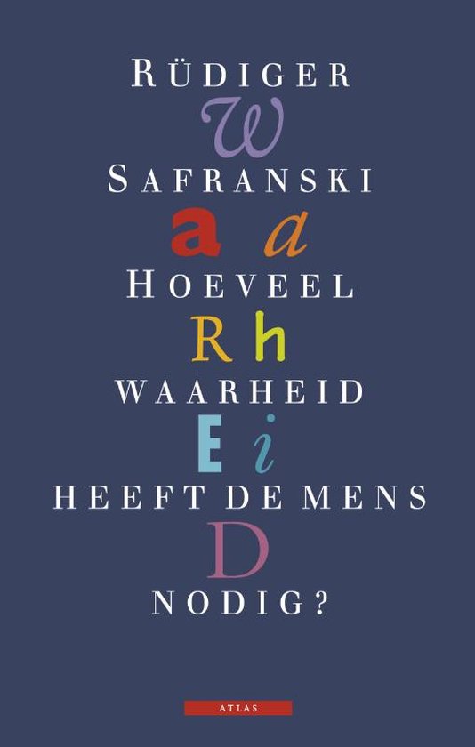 Boekcover met de titel "Hoeveel waarheid heeft de mens nodig" in diverse kleuren.