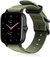 Nylon Smartwatch bandje - Geschikt voor  Amazfit GTS 2 nylon gesp band - groen - Strap-it Horlogeband / Polsband / Armband