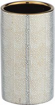 badkamerbeker Nuria 6,5 x 10,5 cm keramiek wit/goud